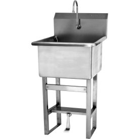 Sani-Lav® Floor Mount Sink with Single Foot Pedal Valve 0.5 GPM 14 Gauge U24241-0.5