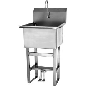 Sani-Lav® Floor Mount Sink with Double Foot Pedal Valve 0.5 GPM 14 Gauge U24242-0.5