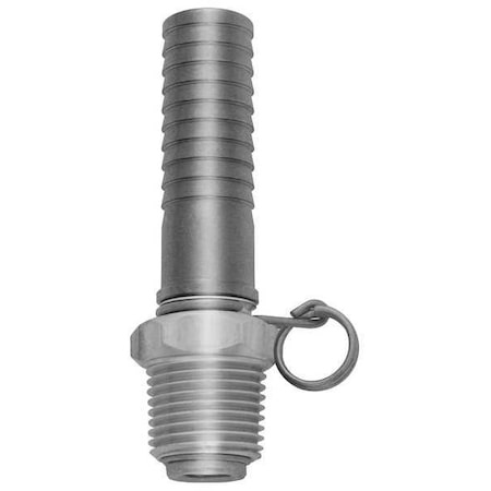 Swivel Hose Adapter, Stainless Steel, 5/8 in Hose Barb x 1/2 in MNPT, 3-3/4 in Overall Length MPN:N22S