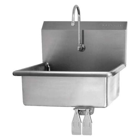 Wall Mount, 1 Hole, Dual Knee Pedal, Silver, Hand Sink MPN:504-0.5