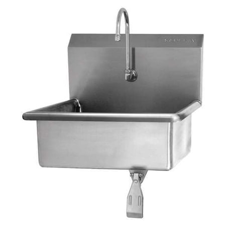 Wall Mount, 1 Hole, Single Knee Pedal, Silver, Hand Sink MPN:5041-0.5