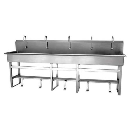 Floor Mount, 5 Hole, Single Foot Pedal, Silver, Wash Station MPN:510F1-0.5