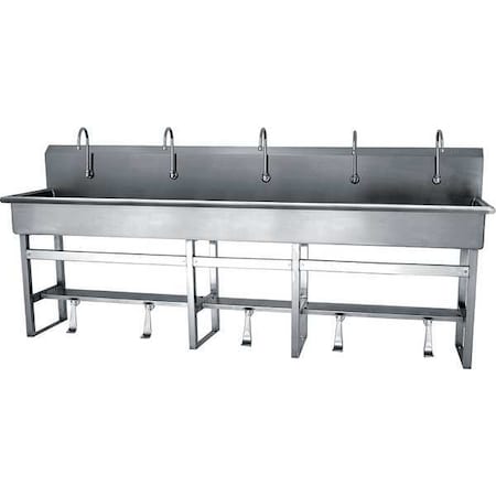 Floor Mount, 5 Hole, Single Foot Pedal, Silver, Wash Station MPN:510F1