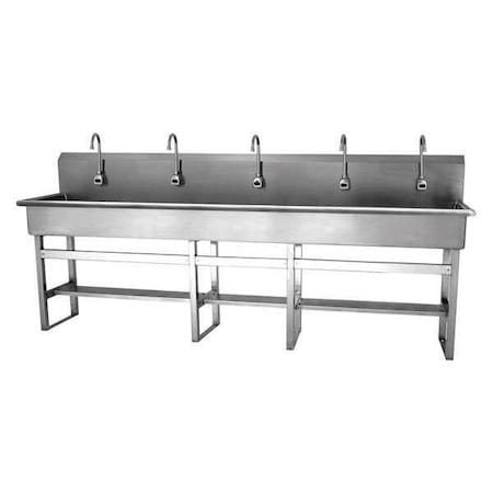 Floor Mount, 5 Hole, Sensor, Silver, Wash Station MPN:510FA-0.5