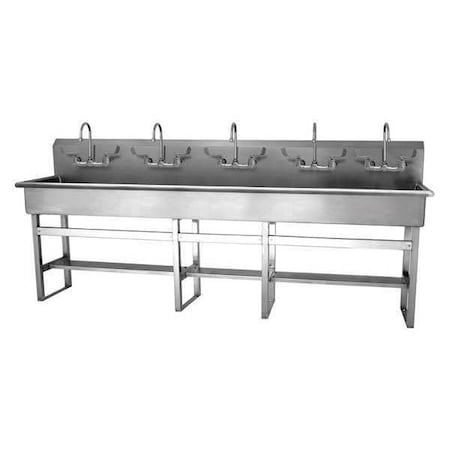 Floor Mount, 10 Hole, Dual Manual Handle, Silver, Wash Station MPN:510FF-0.5