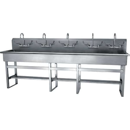 Floor Mount, 10 Hole, Dual Manual Handle, Silver, Wash Station MPN:510FF