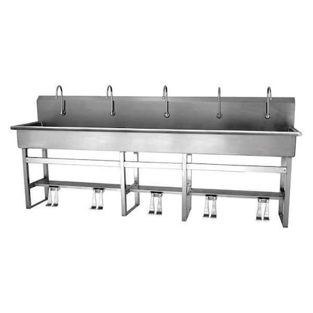 Floor Mount, 5 Hole, Dual Foot Pedal, Silver, Wash Station MPN:510FS-0.5