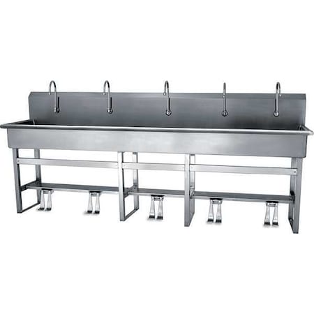 Floor Mount, 5 Hole, Dual Foot Pedal, Silver, Wash Station MPN:510FS