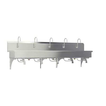 Wall Mount, 5 Hole, Single Knee Pedal, Silver, Hands-Free Wash Station MPN:510W1-0.5