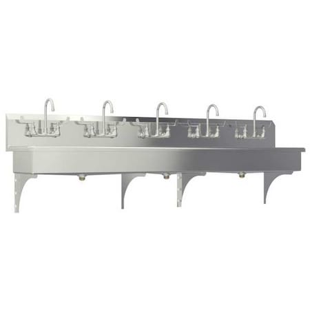 Wall Mount, 10 Hole, Dual Manual Handle, Silver, Wash Station MPN:510WF-0.5