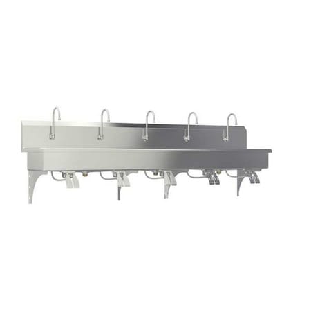 Wall Mount, 5 Hole, Dual Knee Pedal, Silver, Hands-Free Wash Station MPN:510WS-0.5