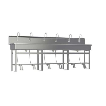 Floor Mount, 6 Hole, Dual Foot Pedal, Silver, Wash Station MPN:512FSL