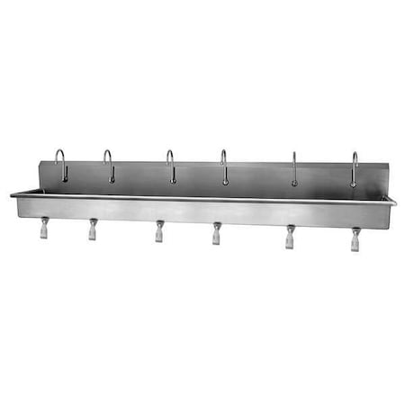 Wall Mount, 6 Hole, Single Knee Pedal, Silver, Wash Station MPN:512W1
