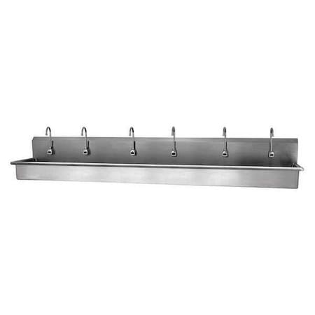 Wall Mount, 6 Hole, Sensor, Silver, Hands-Free Wash Station MPN:512WAL-0.5