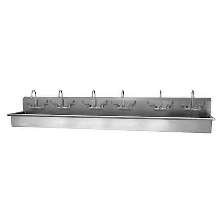 Wall Mount, 12 Hole, Dual Manual Handle, Silver, Wash Station MPN:512WFL-0.5