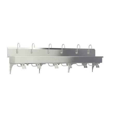 Wall Mount, 6 Hole, Dual Knee Pedal, Silver, Wash Station MPN:512WSL