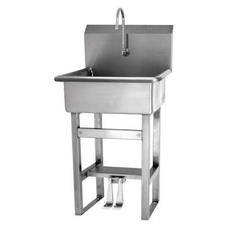 Floor Mount, 1 Hole, Dual Foot Pedal, Silver, Hand Sink MPN:524-0.5