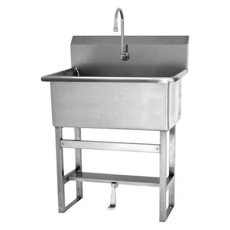 Floor Mount, 1 Hole, Single Foot Pedal, Silver, Scrub Sink MPN:531F1-0.5