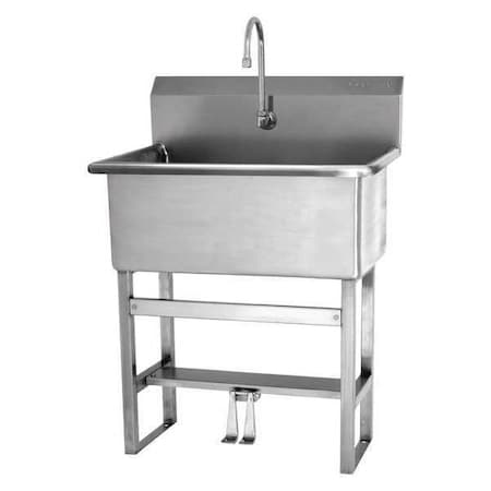 Floor Mount, 1 Hole, Dual Foot Pedal, Silver, Scrub Sink MPN:531FS-0.5