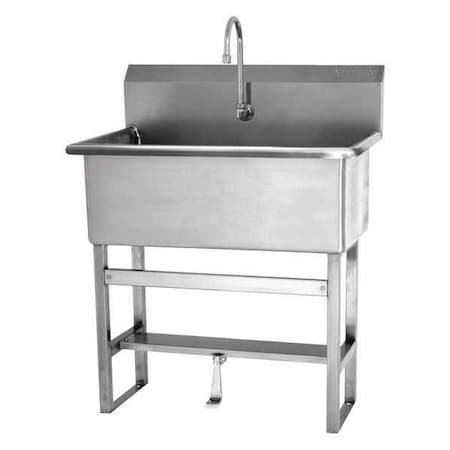 Floor Mount, 2 Hole, Single Foot Pedal, Silver, Scrub Sink MPN:532F1-0.5