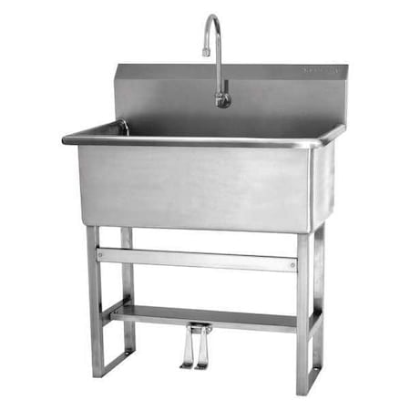 Floor Mount, 1 Hole, Dual Foot Pedal, Silver, Scrub Sink MPN:532FS-0.5