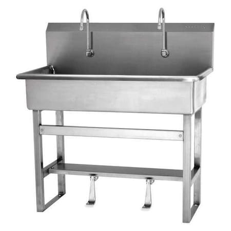 Floor Mount, 2 Hole, Single Foot Pedal, Silver, Wash Station MPN:54F1-0.5