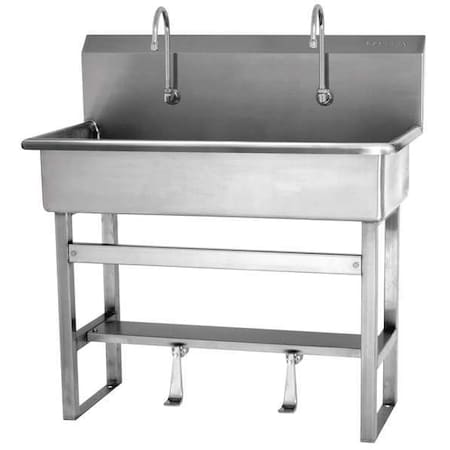 Floor Mount, 2 Hole, Single Foot Pedal, Silver, Wash Station MPN:54F1