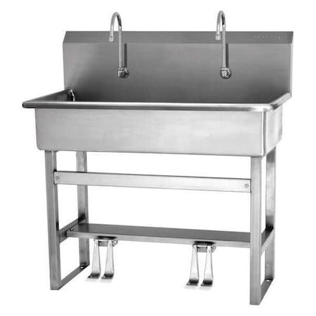 Floor Mount, 2 Hole, Dual Foot Pedal, Silver, Wash Station MPN:54FSL-0.5