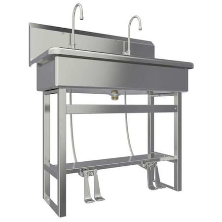 Floor Mount, 2 Hole, Dual Foot Pedal, Silver, Wash Station MPN:54FSL