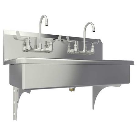 Wall Mount, 4 Hole, Dual Manual Handle, Silver, Wash Station MPN:54WFL
