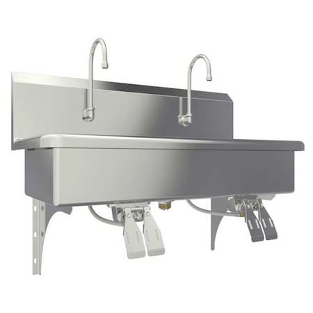 Wall Mount, 2 Hole, Dual Knee Pedal, Silver, Wash Station MPN:54WSL