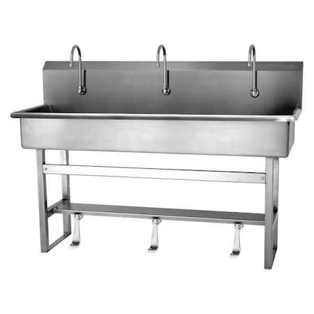 Floor Mount, 3 Hole, Single Foot Pedal, Silver, Wash Station MPN:56F1-0.5