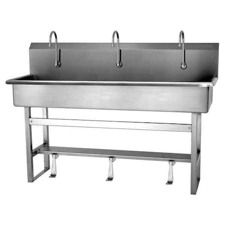Floor Mount, 3 Hole, Single Foot Pedal, Silver, Wash Station MPN:56F1