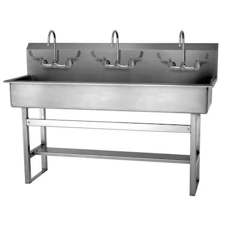 Floor Mount, 6 Hole, Dual Manual Handle, Silver, Wash Station MPN:56FFL