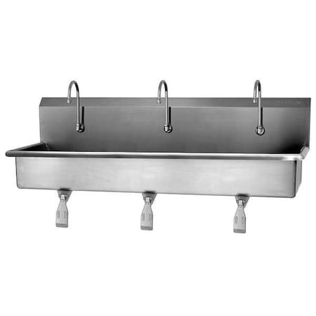 Wall Mount, 3 Hole, Single Knee Pedal, Silver, Wash Station MPN:56W1