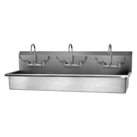 Wall Mount, 6 Hole, Dual Manual Handle, Silver, Wash Station MPN:56WFL-0.5