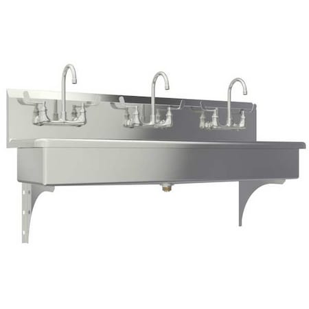Wall Mount, 6 Hole, Dual Manual Handle, Silver, Wash Station MPN:56WFL