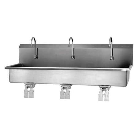 Wall Mount, 3 Hole, Dual Knee Pedal, Silver, Wash Station MPN:56WSL-0.5
