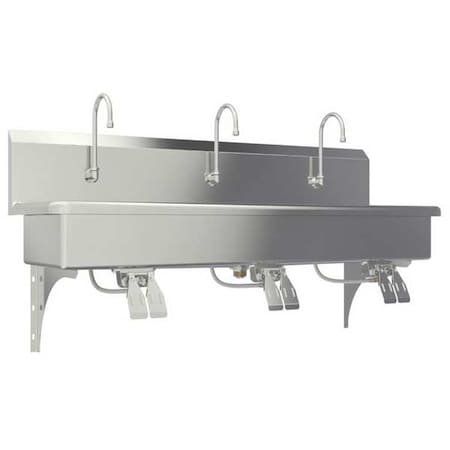 Wall Mount, 3 Hole, Dual Knee Pedal, Silver, Wash Station MPN:56WSL