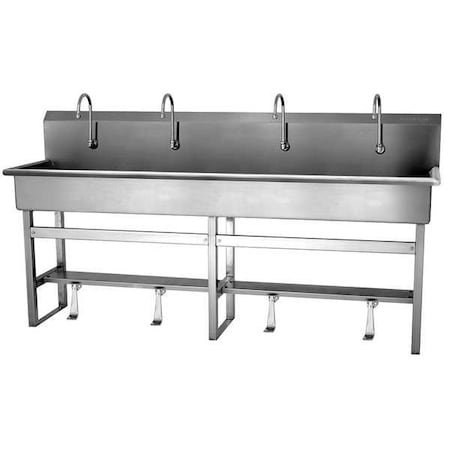 Floor Mount, 4 Hole, Single Foot Pedal, Silver, Wash Station MPN:58F1