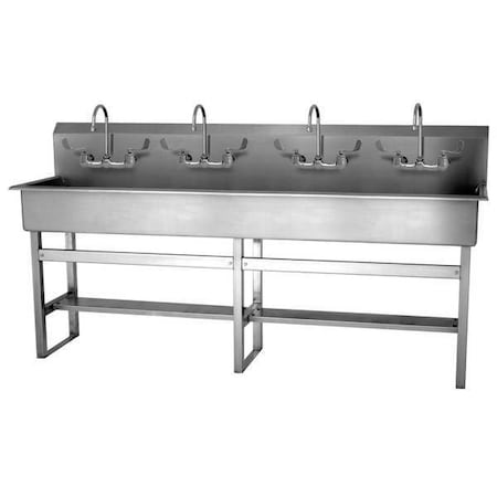 Floor Mount, 8 Hole, Dual Manual Handle, Silver, Wash Station MPN:58FFL