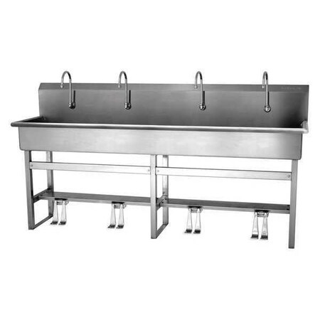 Floor Mount, 4 Hole, Dual Foot Pedal, Silver, Wash Station MPN:58FSL-0.5