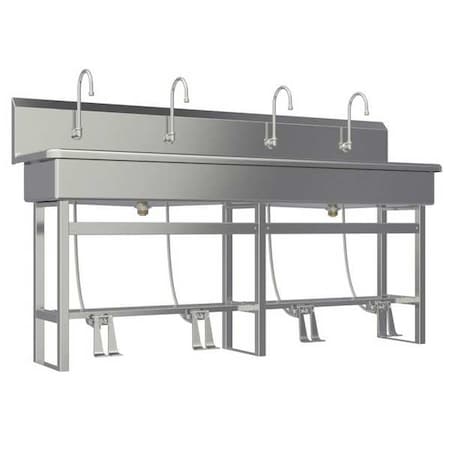 Floor Mount, 4 Hole, Dual Foot Pedal, Silver, Wash Station MPN:58FSL