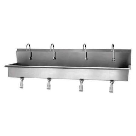 Wall Mount, 4 Hole, Single Knee Pedal, Silver, Wash Station MPN:58W1-0.5