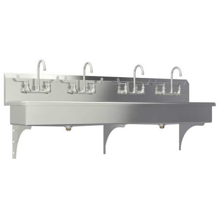 Wall Mount, 8 Hole, Dual Manual Handle, Silver, Wash Station MPN:58WFL
