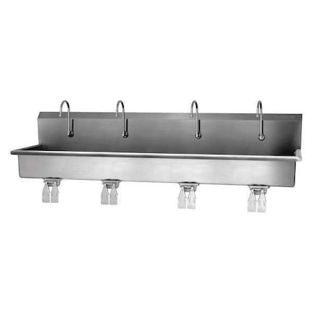 Wall Mount, 4 Hole, Dual Knee Pedal, Silver, Wash Station MPN:58WSL-0.5