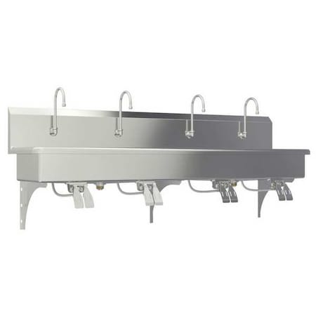 Wall Mount, 4 Hole, Dual Knee Pedal, Silver, Wash Station MPN:58WSL