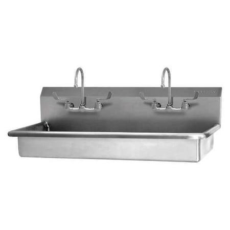 Wall Mount, 4 Hole, Dual Manual Handle, Silver, Wash Station MPN:5A2F-0.5