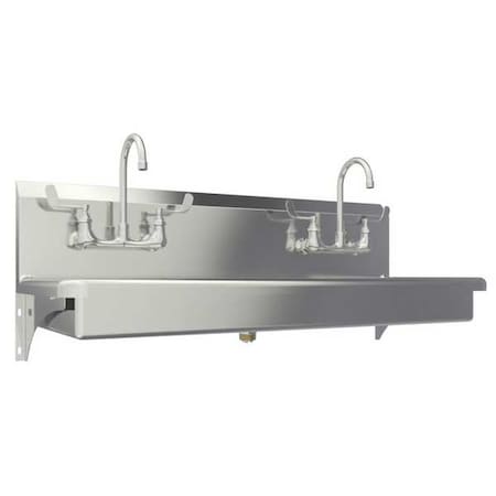Wall Mount, 4 Hole, Dual Manual Handle, Silver, Wash Station MPN:5A2F