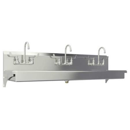 Wall Mount, 6 Hole, Dual Manual Handle, Silver, Wash Station MPN:5A3F